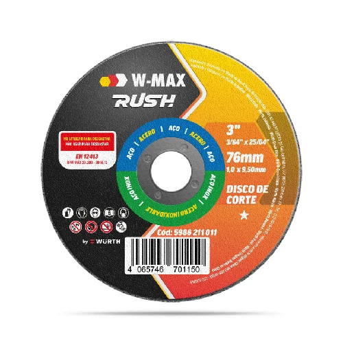 Disco Abrasivo de Corte Inox W-Max 115 x 22mm Wurth